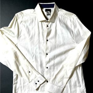 H&M Premium Cotton Black Label White Button Up Dress Shirt XL.